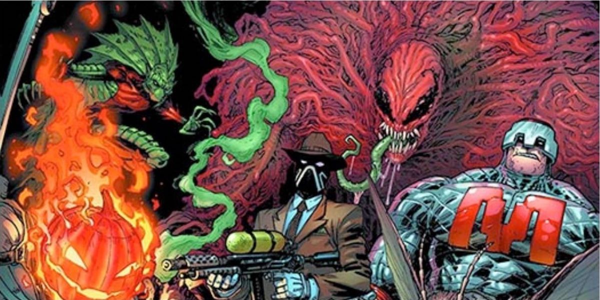 Crime Master leading Toxin and the Savage Six in taking on Flash Thompson