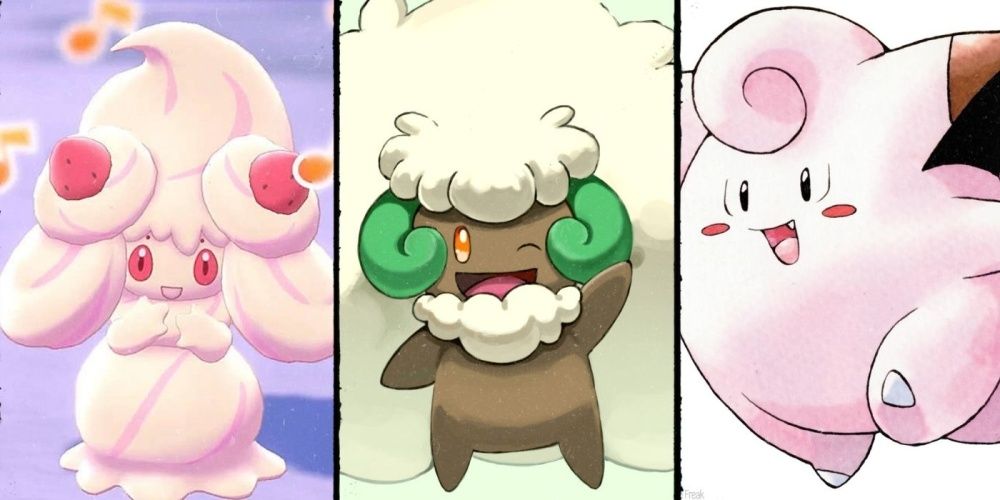 Pokémon Fairy Types Alcremie, Whimsicott And Clefairy