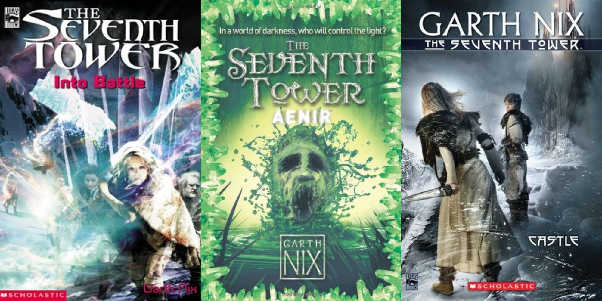 Covers of 3 The Seventh Tower books