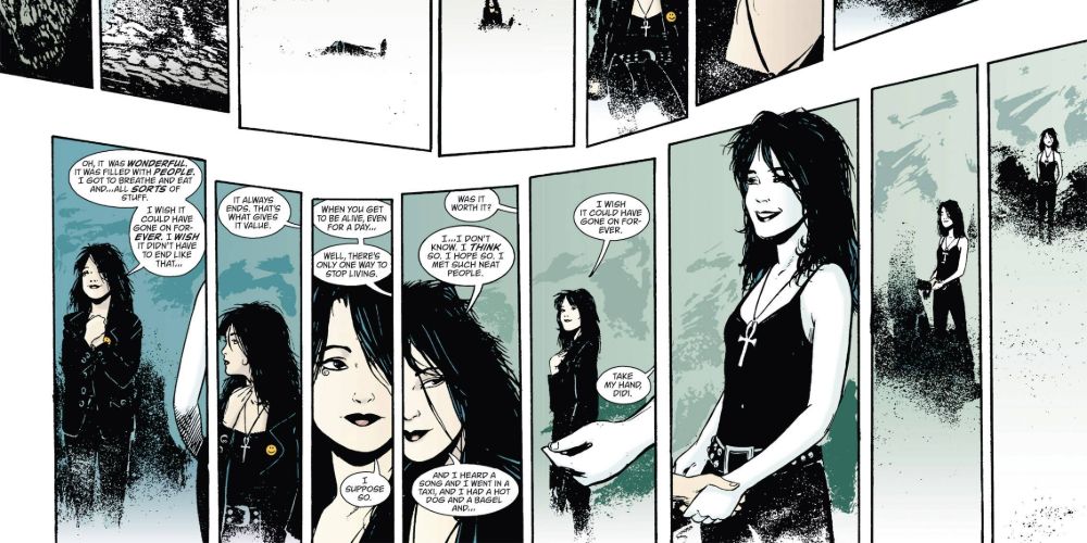 A panel series featuring Death from Neil Gaiman's Sandman