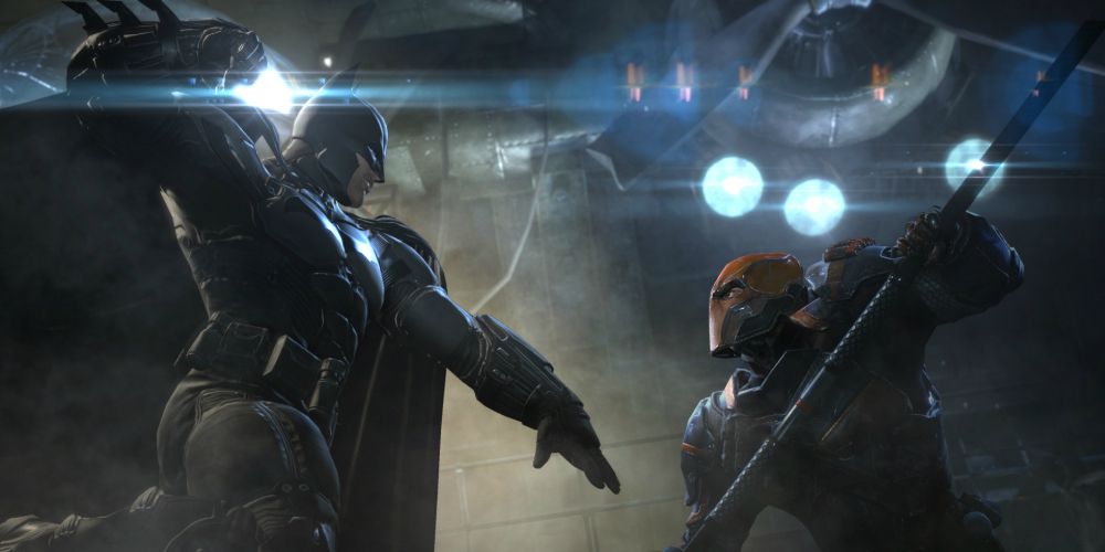 Deathstroke and Batman brawl in Arkham Origins