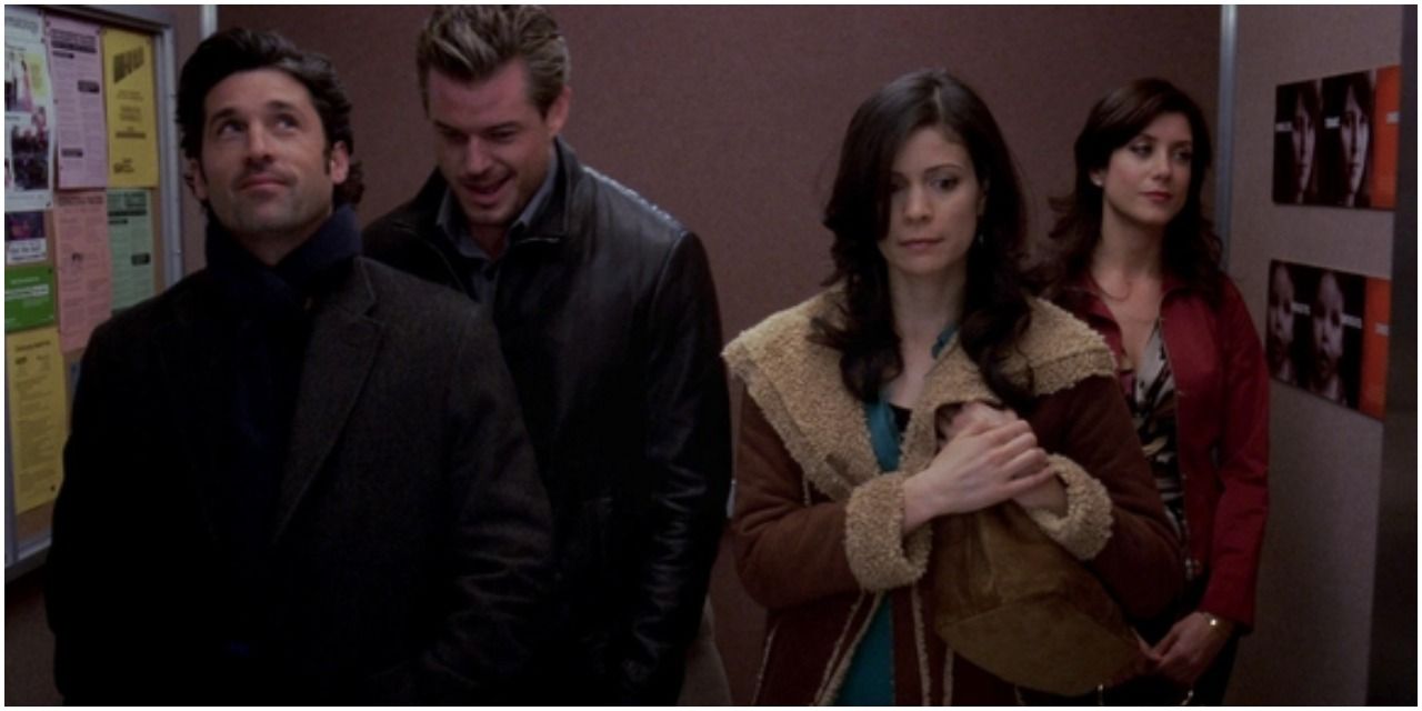 Derek with all his exes and Mark in the elevator in Grey's Anatomy.