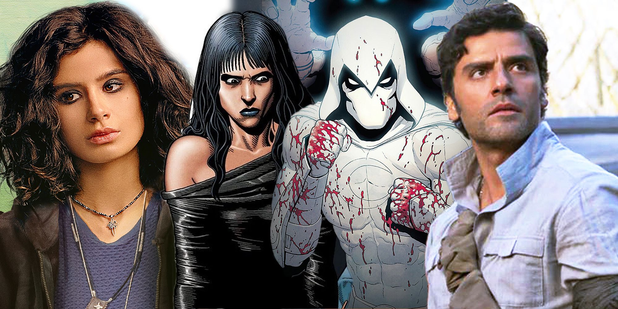 Diane Guerrero as Crazy Jane in DC's Doom Patrol and Oscar Isaac as Marc Spector in Marvel's Moon Knight