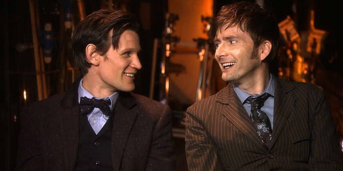 Matt Smith and David Tennant cutting up on Doctor Who