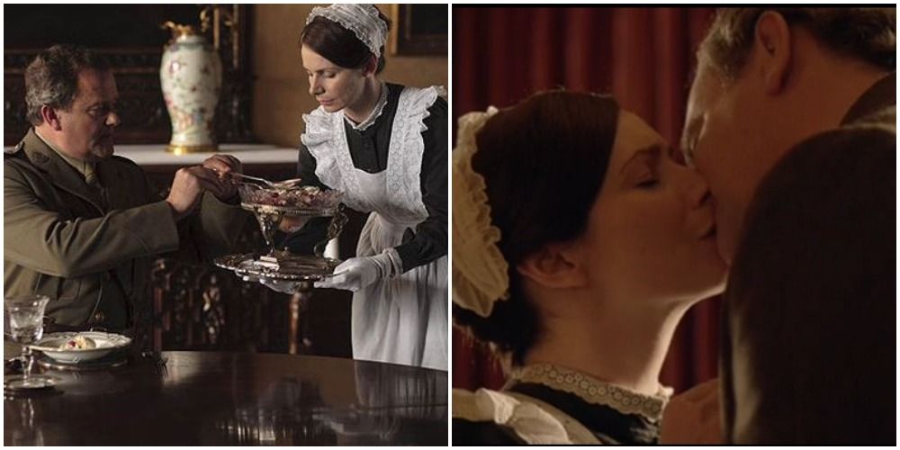 Robert being served by Jane the maid, then kissing her in Downton Abbey