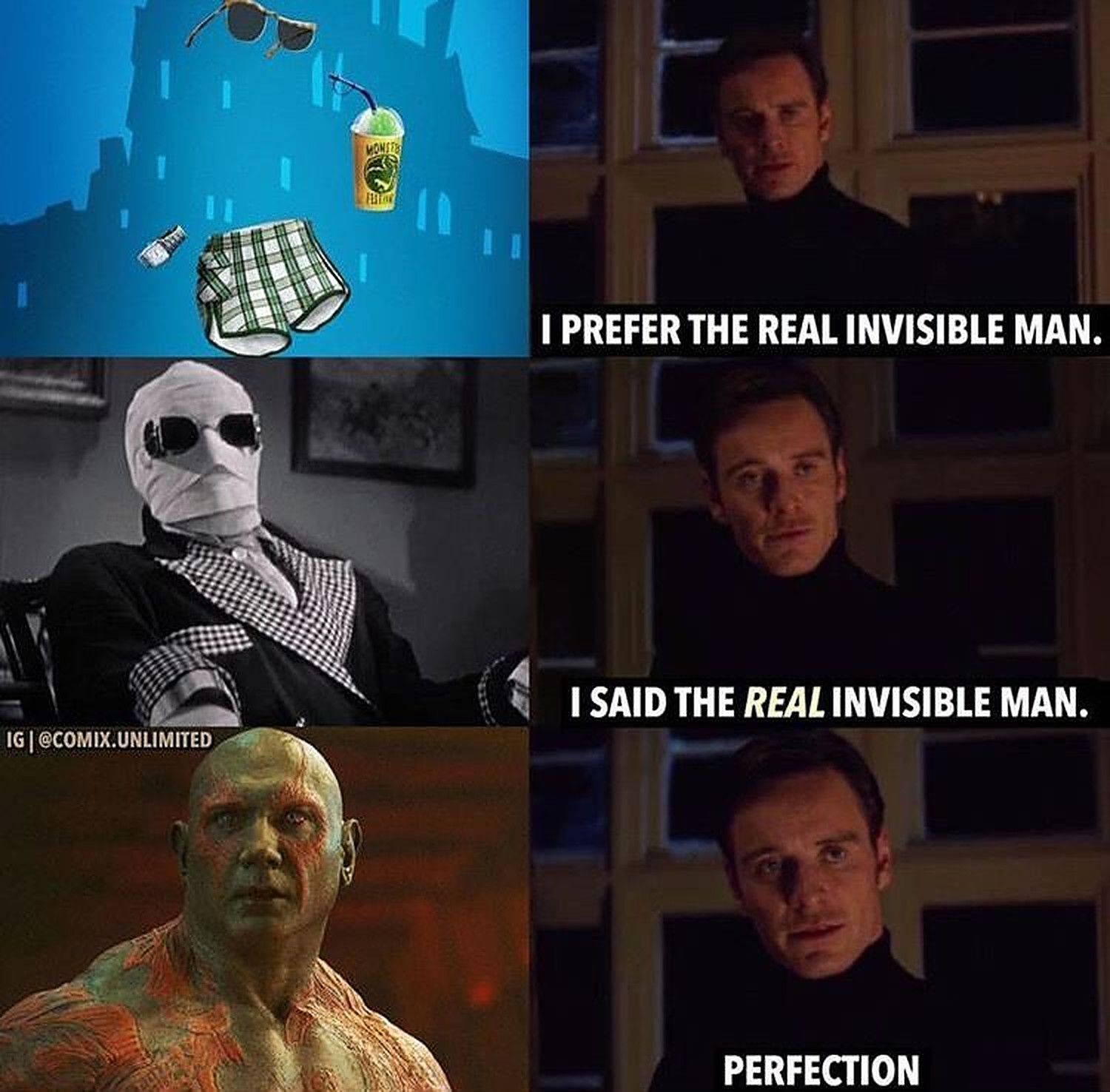 Magneto prefers the perfect invisible man which means Drax