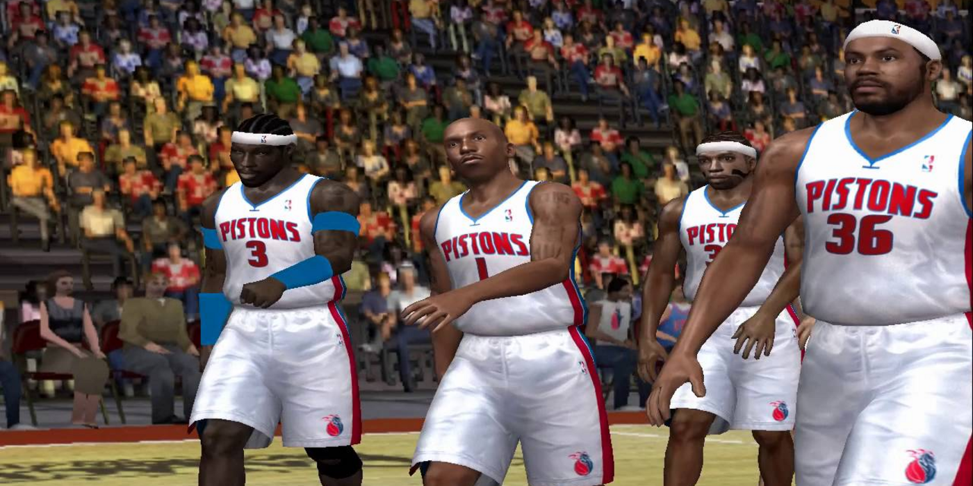 The Detroit Pistons walking out on the court in ESPN NBA 2K5