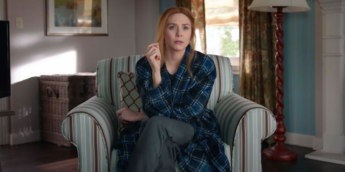 Wanda sits on her couch in WandaVision