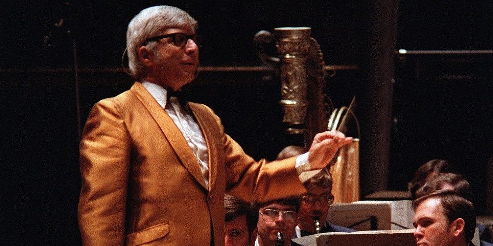 Elmer Bernstein conducts orchestra