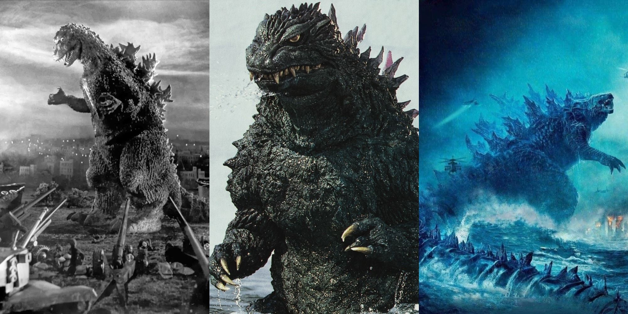 Evolution of Godzilla from 1954 to 2000 to King of Monsters in 2019 