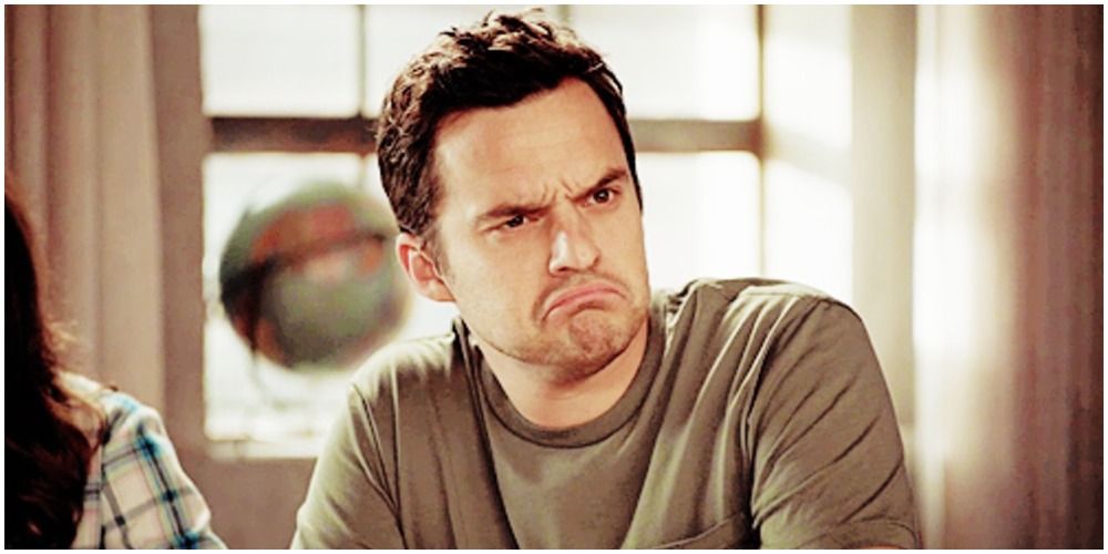 Nick with a sour face in New Girl