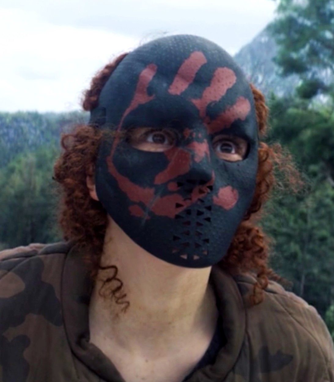 Falcon Winter Soldier Erin Kellyman as Karli Morgenthau aka Flag-Smasher masked during battle vertical