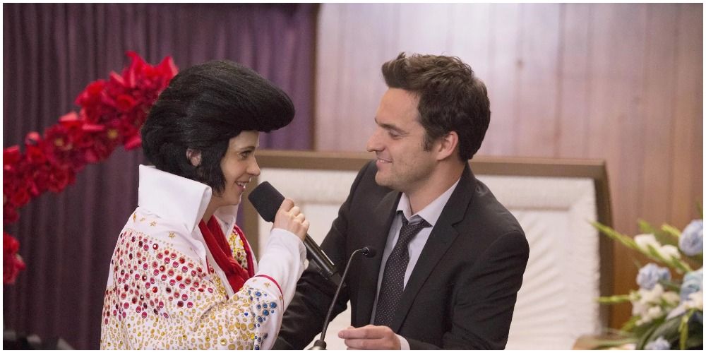 Nick and Jess dressed as Elvis in New Girl 