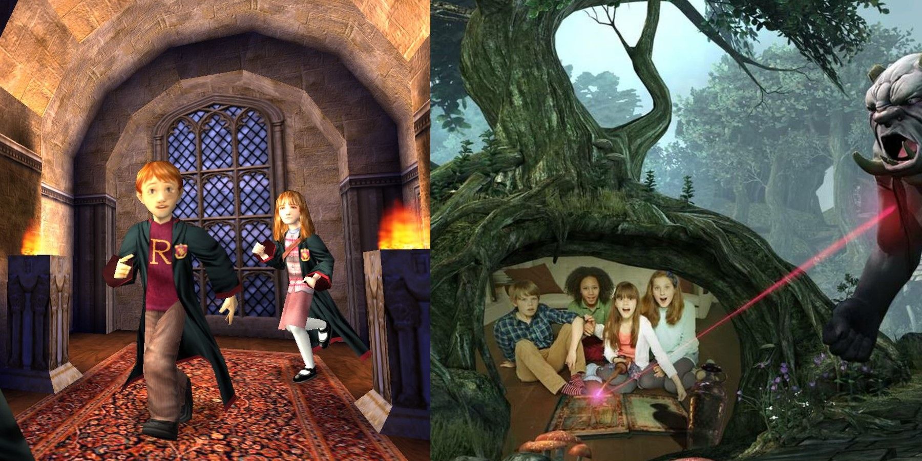 Two side by side images of The Sorcerer’s Stone (PC Version) and Wonderbook Book of Potions games.