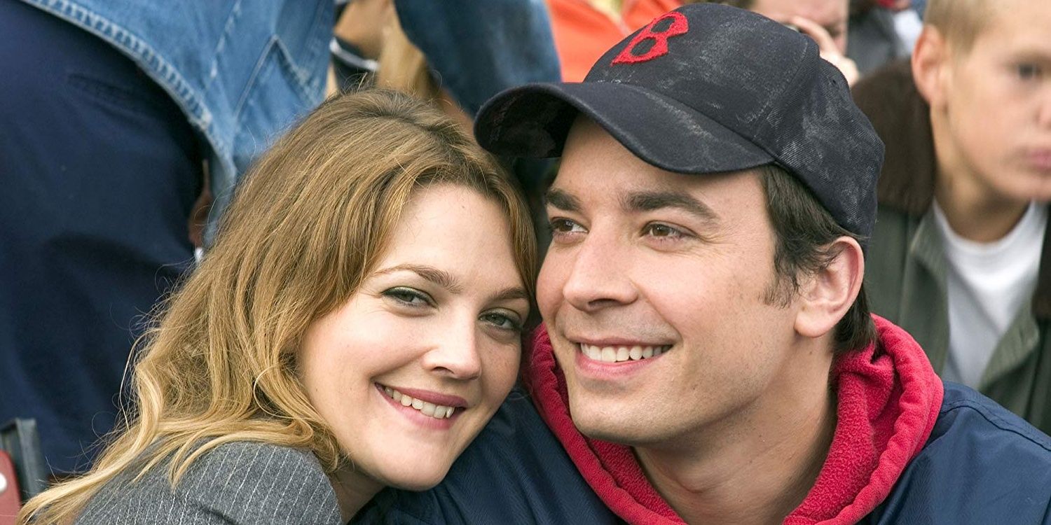 Jimmy Fallon and Drew Barrymore watching the Red Sox in Fever Pitch