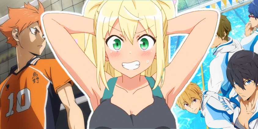 A collage from various fitness anime series.