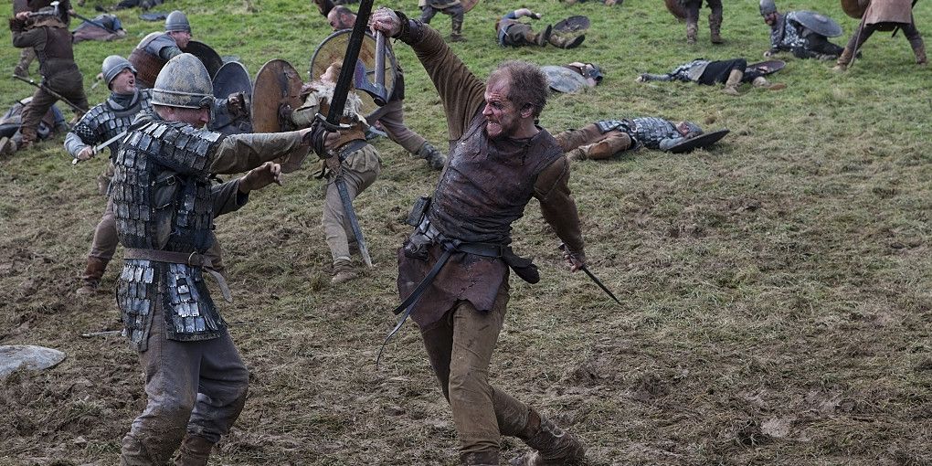 Floki fights a soldier in season 1 Vikings