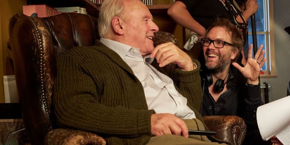 Florian Zeller directing Anthony Hopkins in The Father