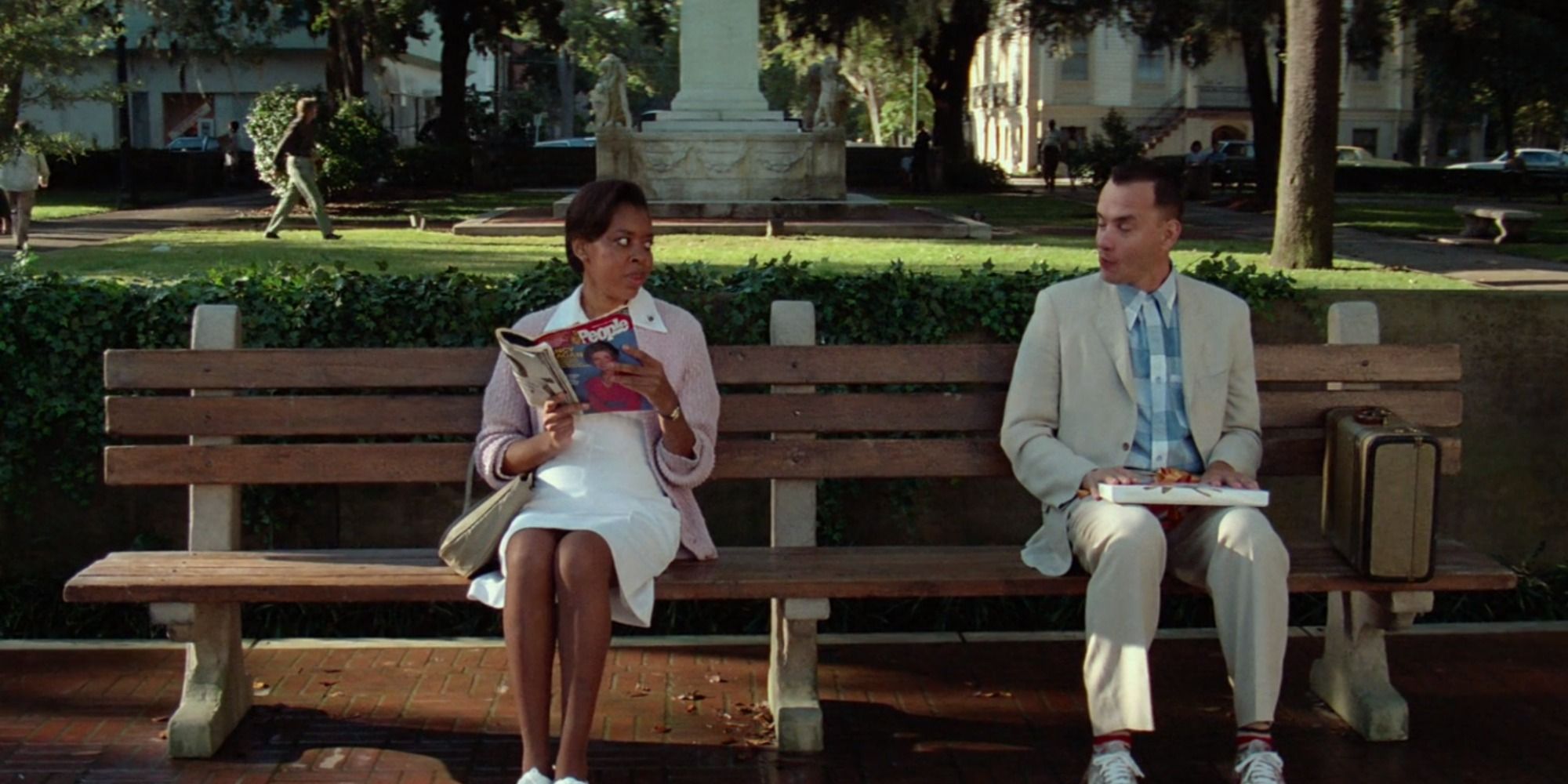 Forrest Gump sitting on that famous bench