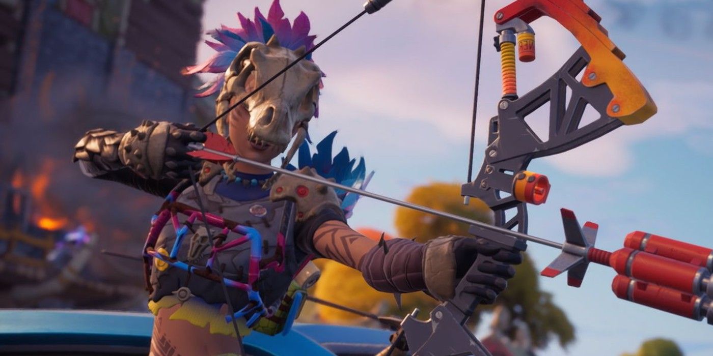 A player uses a Mechanical Bow in Fortnite Season 6