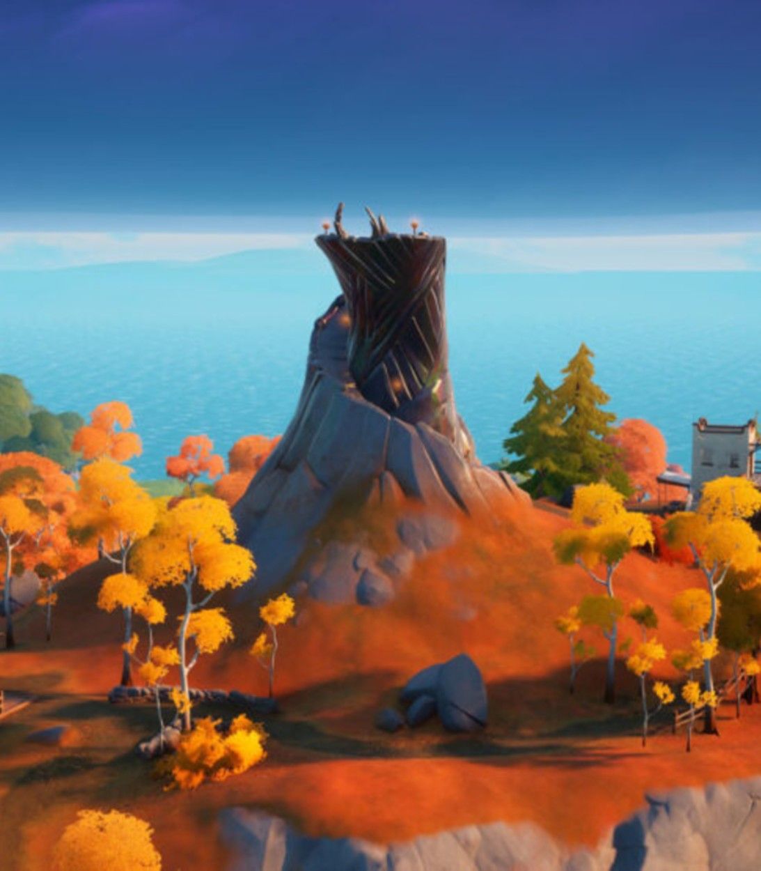 A smaller spire on the outskirts of the Fortnite map in Season 6