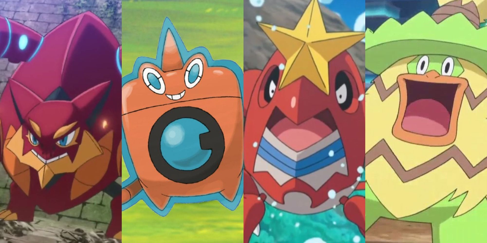 A split image of four water type Pokemon
