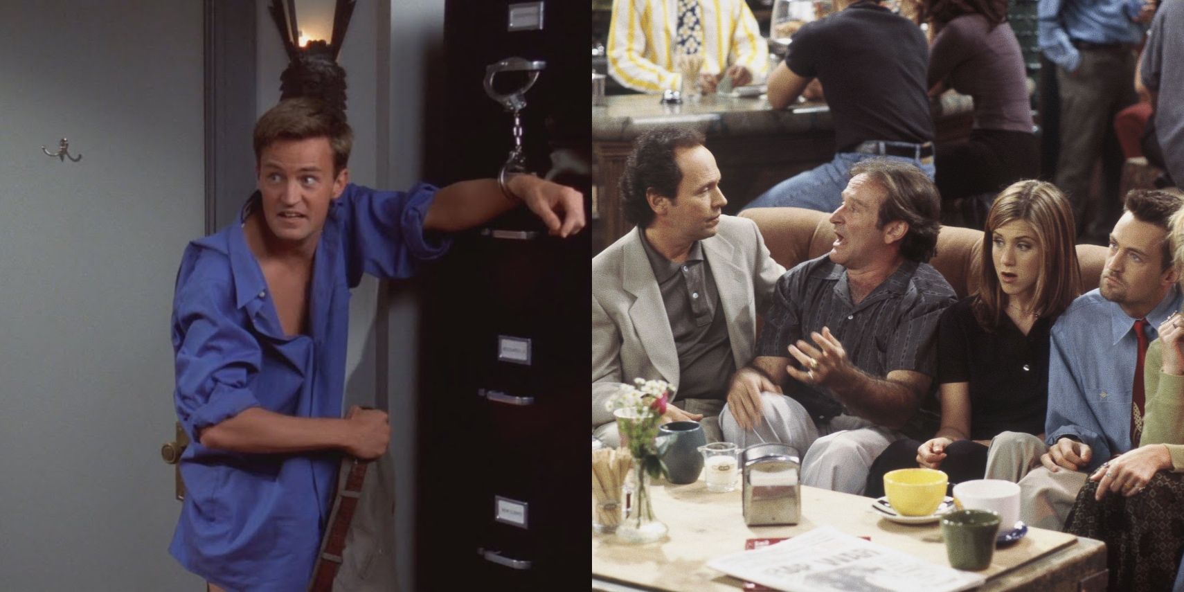 Chandler handcuffed and Robin Williams special guest in Friends