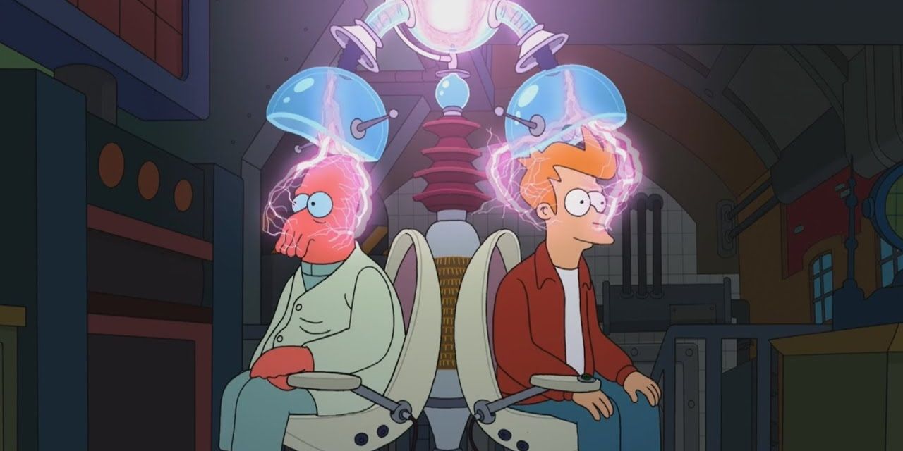 Fry and Zoidberg switch minds in Futurama