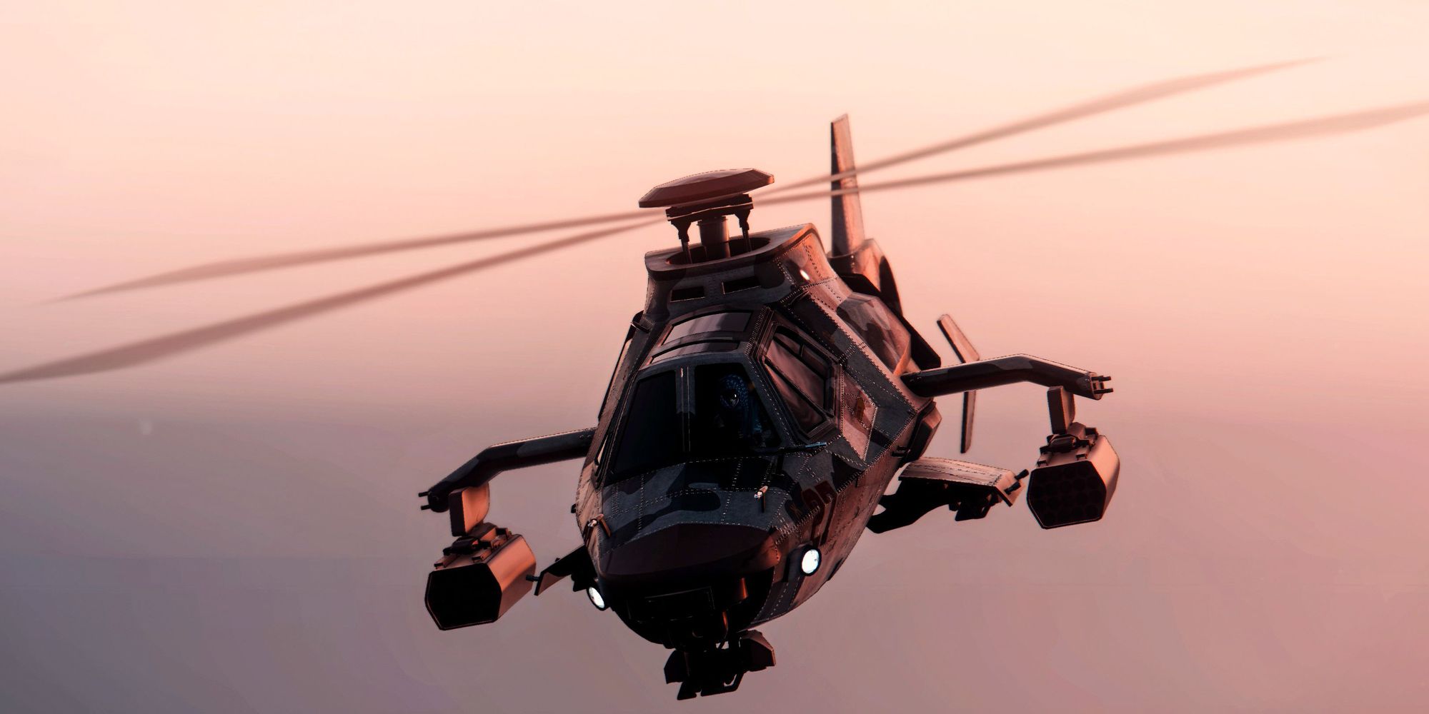 Akula Helicopter in GTA Online flies through hazy sky