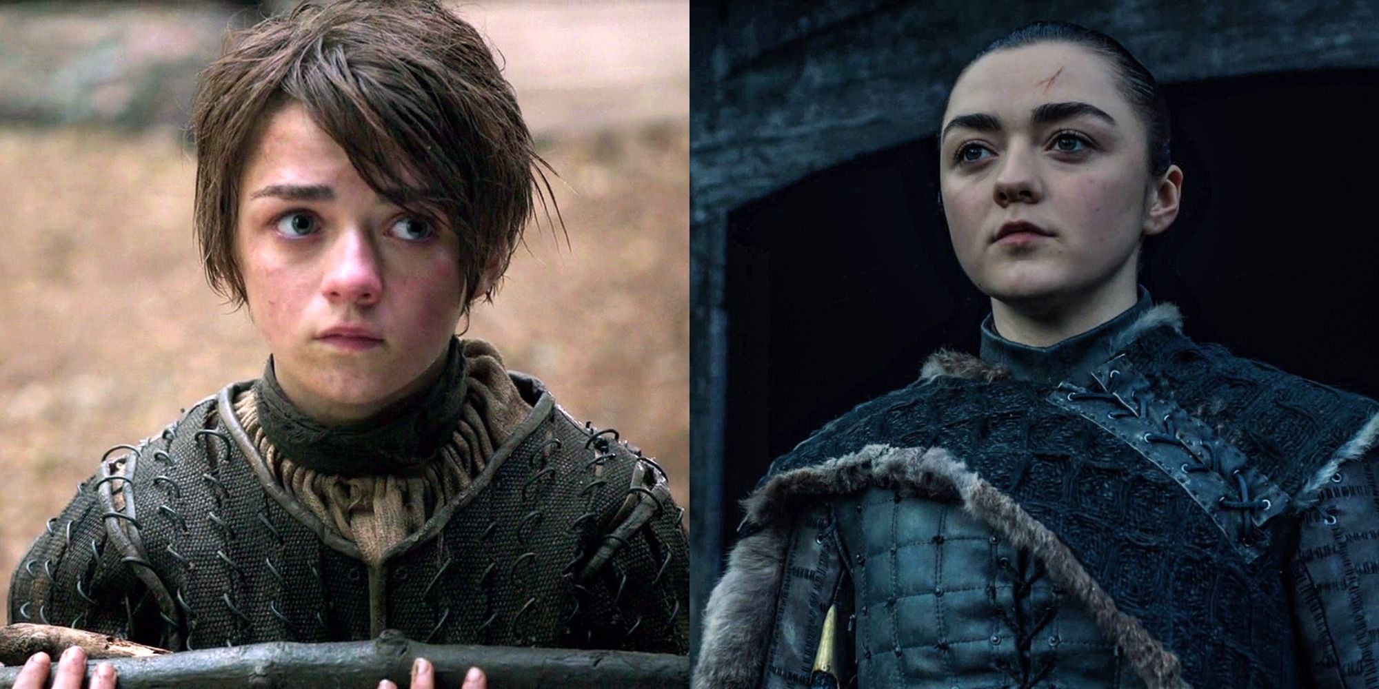 Game of Thrones - split image of Arya Stark