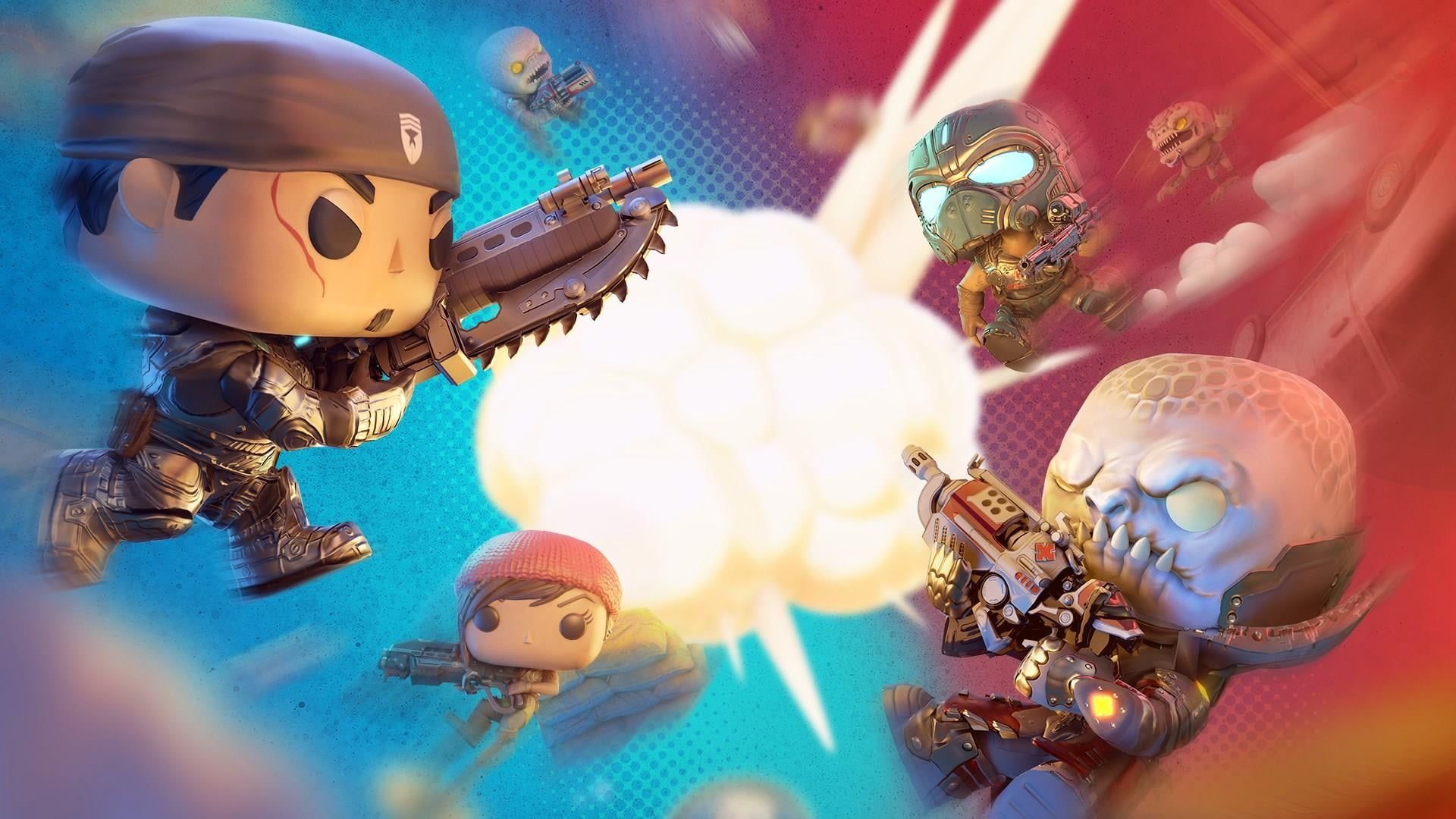 The key art for Gears Pop!, featuring cartoon figures of Gears of War characters