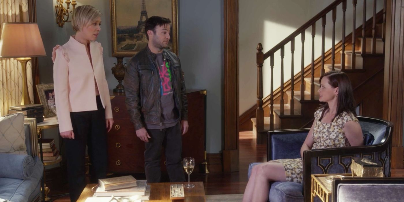 Paris and Doyle standing in their house with Rory in Gilmore Girls: A Year In The Life revival