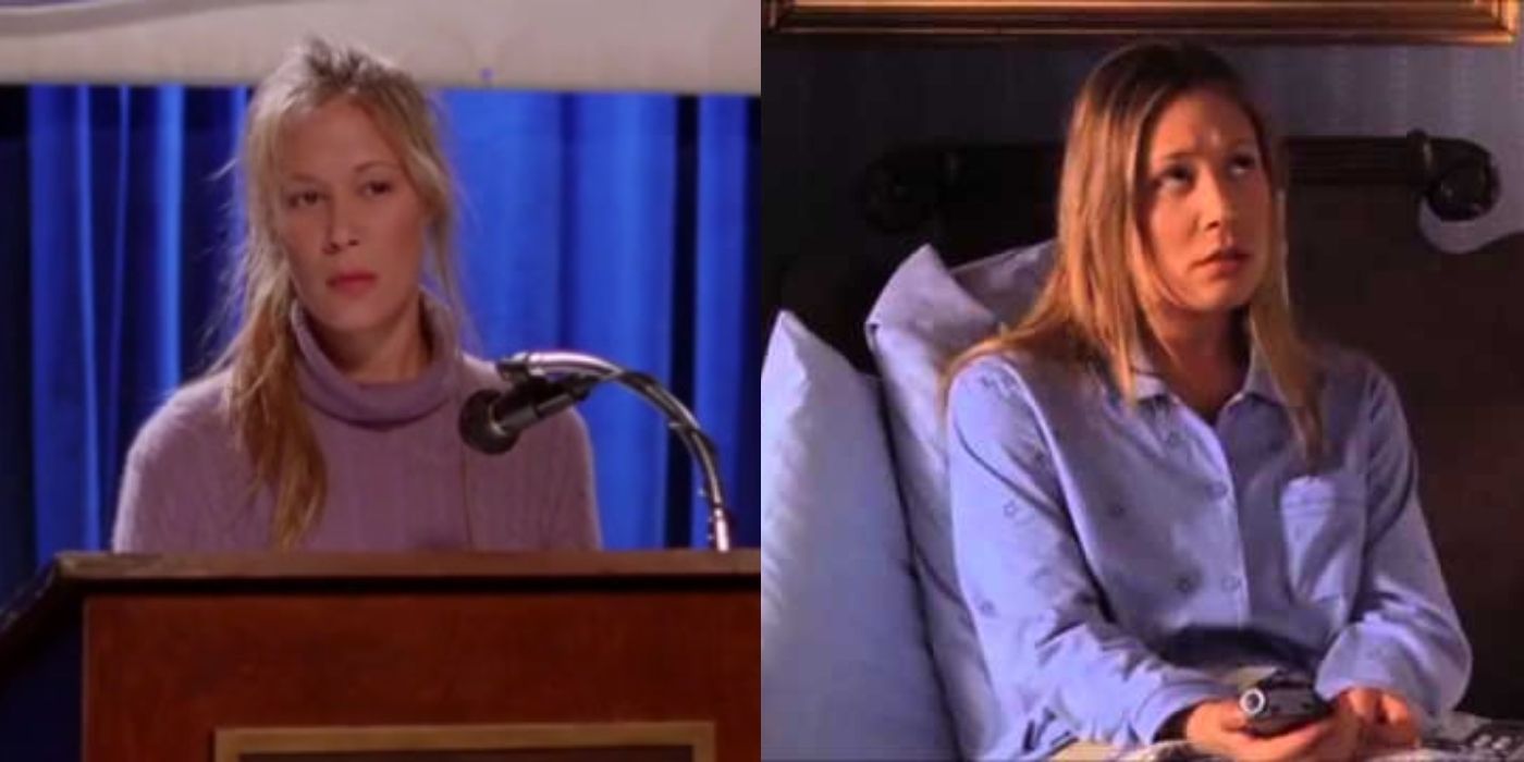 Paris speaking at Chilton and sitting at home in her pajamas on Gilmore Girls