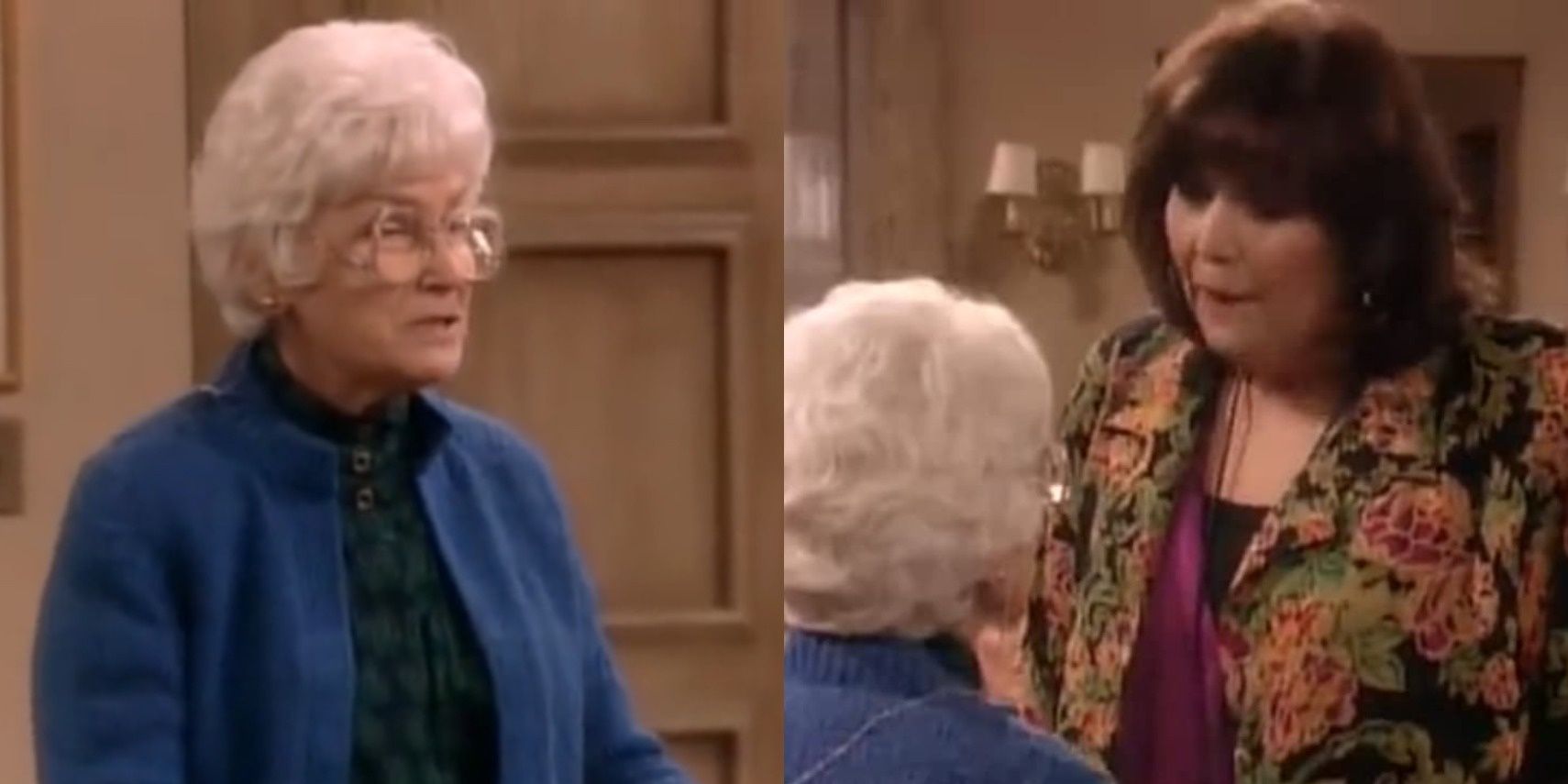 Sophia Petrillo (Estelle Getty) and her daughter-in-law in &quot;The Golden Girls.&quot;