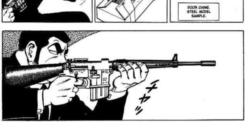 Golgo 13 manga, Golgo aiming with M16 rifle