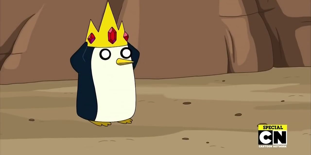 Gunter Puts On The Ice Crown in Adventure Time.