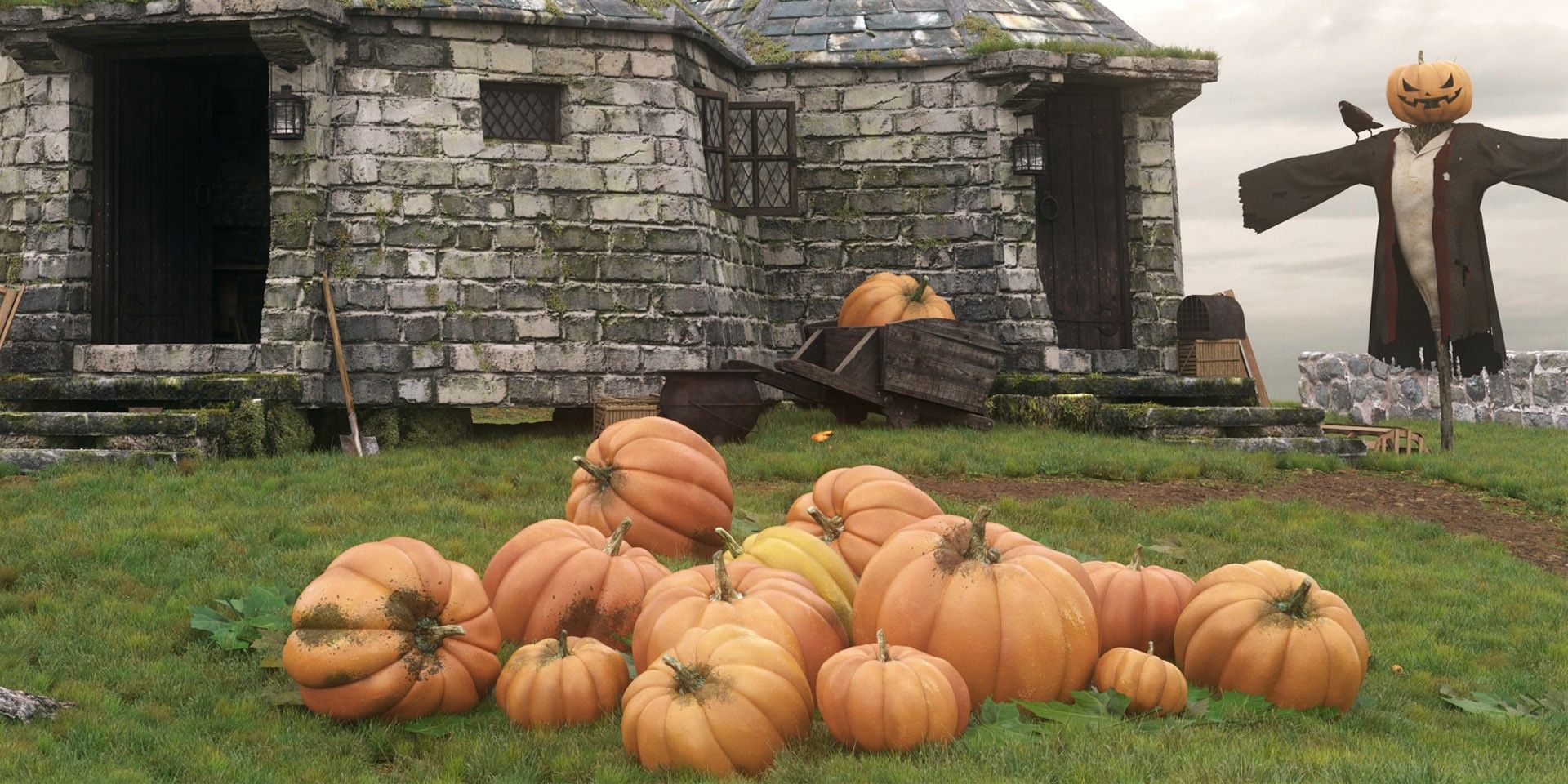 Hagrid's hut and pumpkin patch in the third Harry Potter movie.