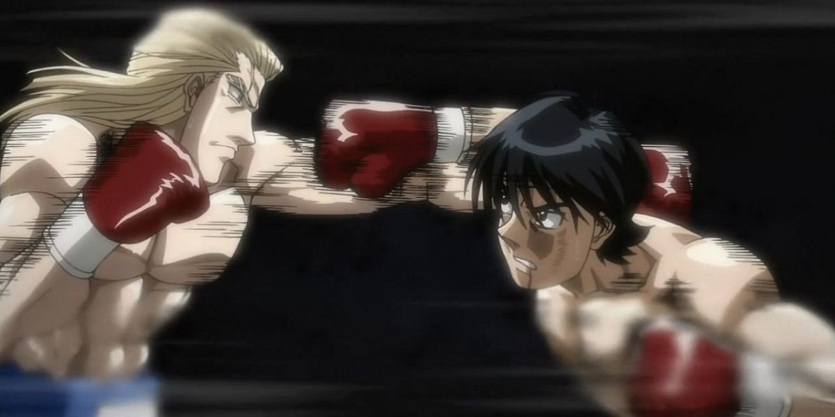 A split-second finish between boxers Ippo and arnie gregory in hajime no ippo