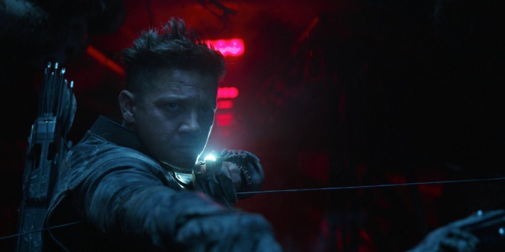 Hawkeye Shooting Flare Arrow In the Avengers Compound Tunnels In Avengers Endgame