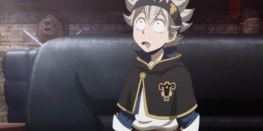 Asta with his mouth agape 