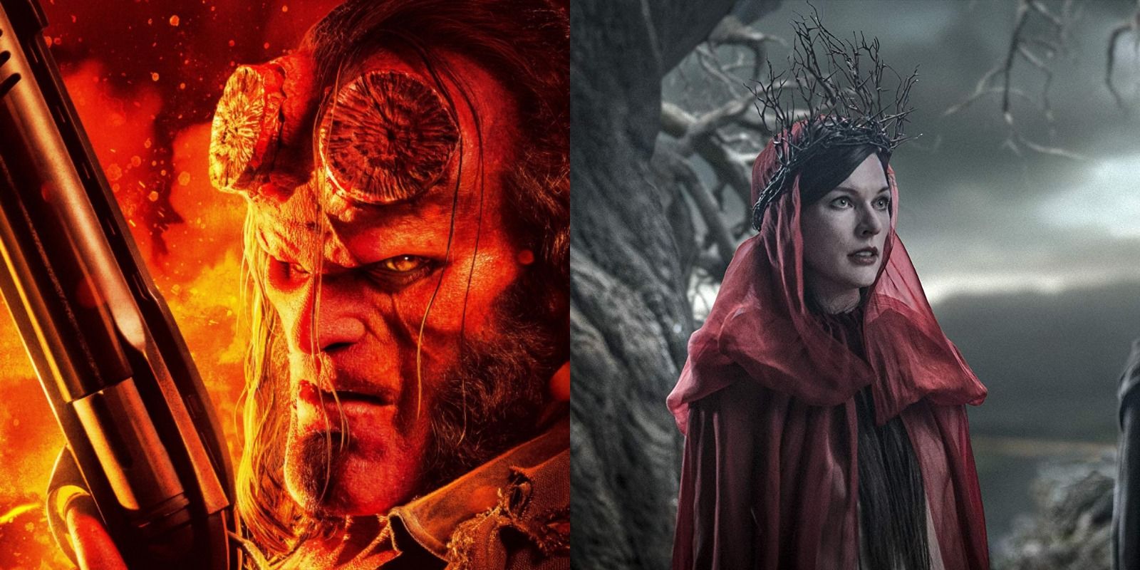 David Harbour and Milla Jovovich in Hellboy 2019