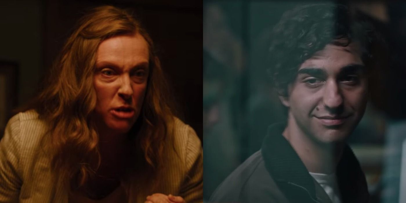 Hereditary - Annie looking furious/Peter smiling behind a window