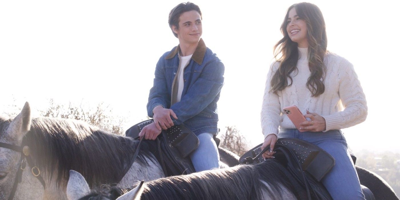 Cameron and Padgett ride horses