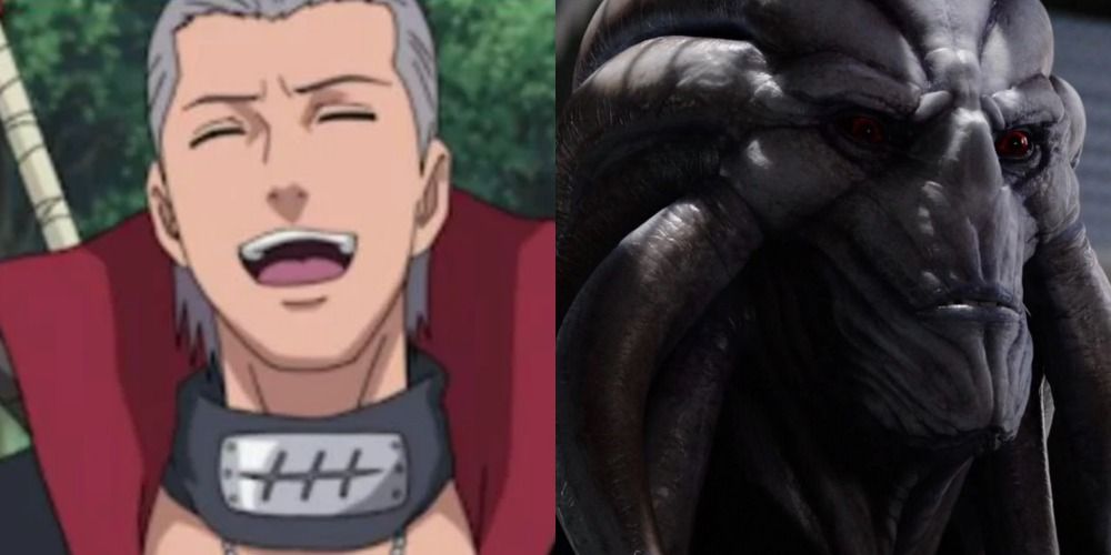 Hidan laughing before battle in Naruto Shippuden and Hive revealing his true face in Agents Of SHIELD