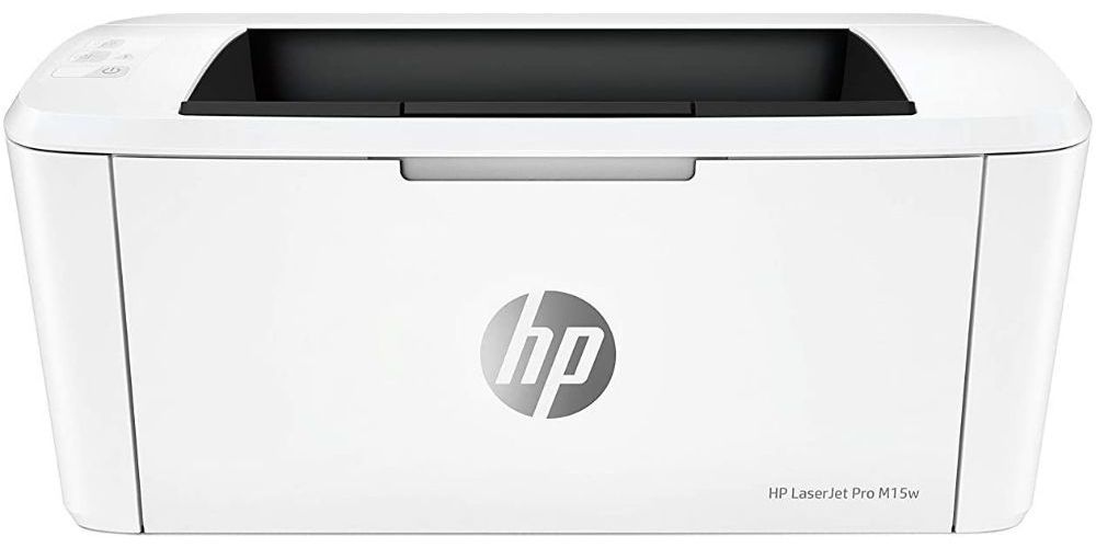 A white HP LaserJet Pro printer