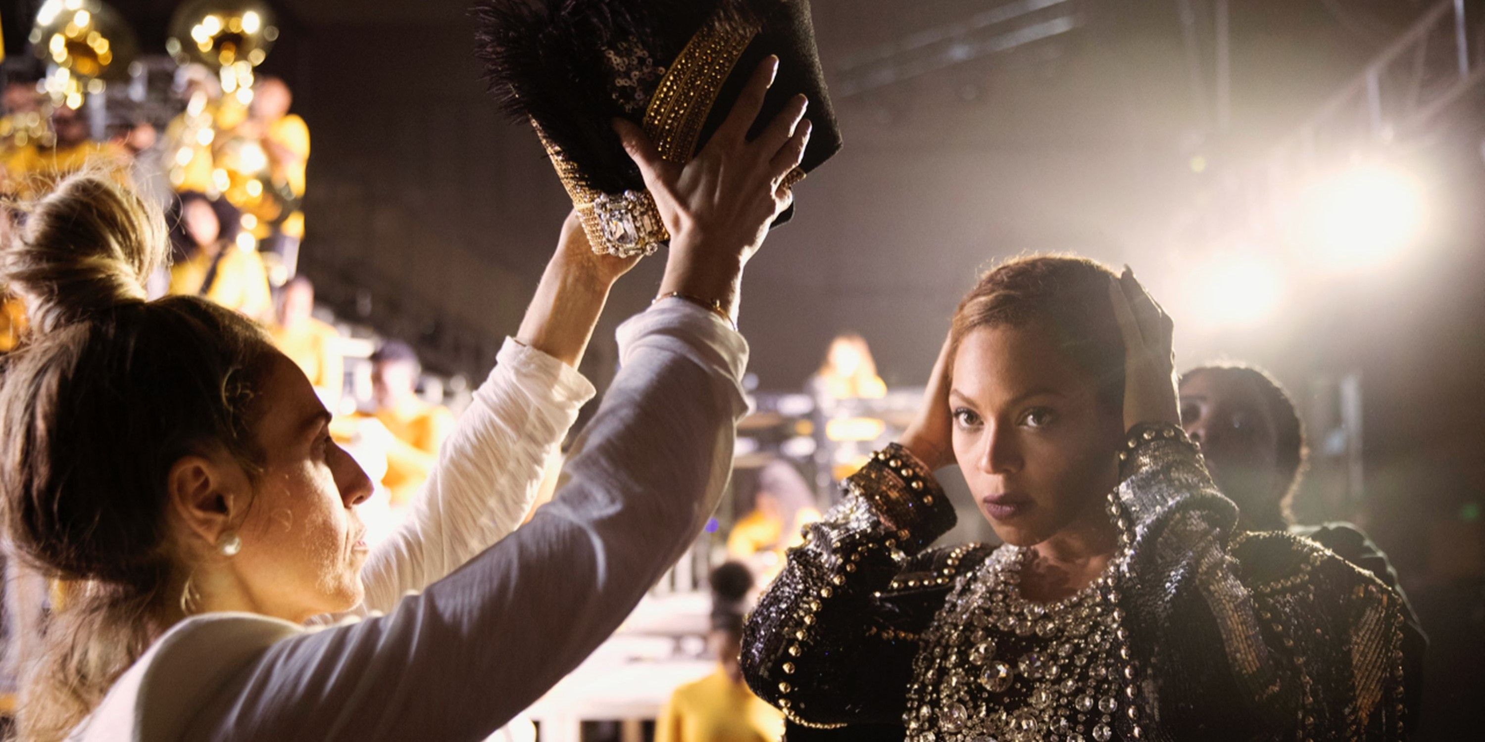 Scene from Homecoming with Beyonce backstage getting ready