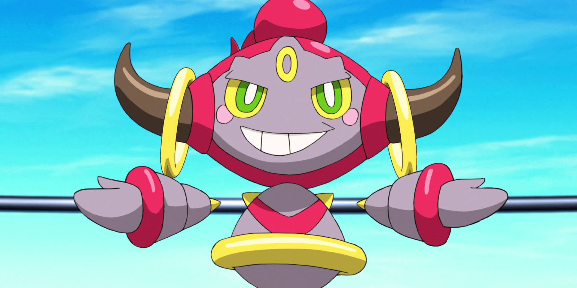 Hoopa Confined smiling in the Pokémon movie Hoopa and the Clash of Ages