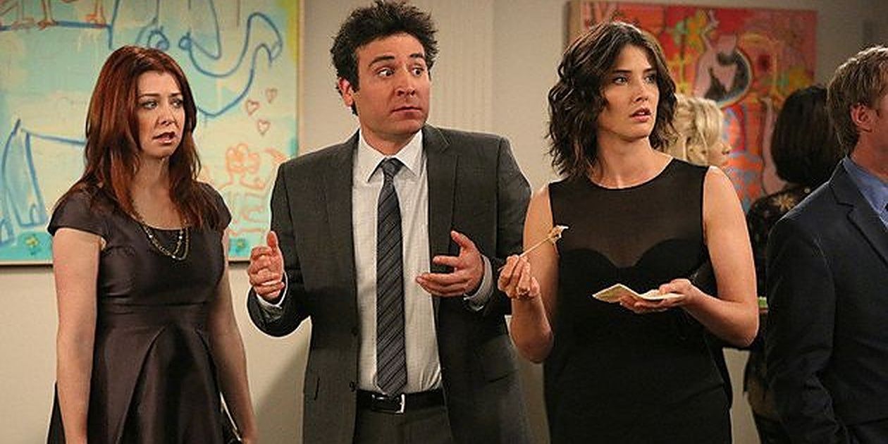 Lily, Ted and Robin looking surprised in How I Met Your Mother
