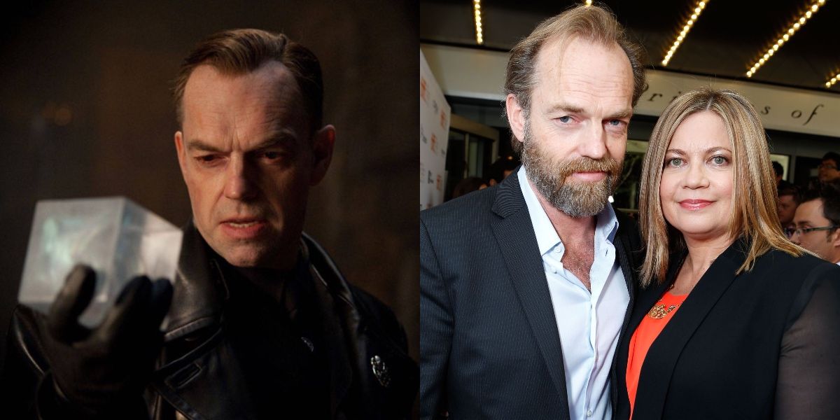Hugo Weaving as Red Skull and with his girlfriend Katrina Greenwood