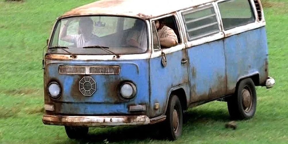 Hurley starts up the old Dharma van on Lost